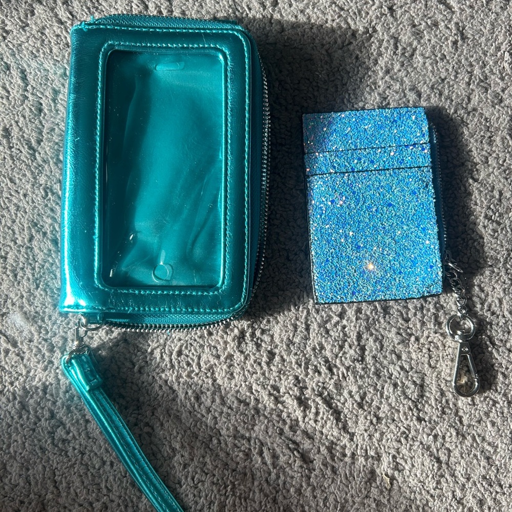 Blue Glitter wallet and clutch purse Set